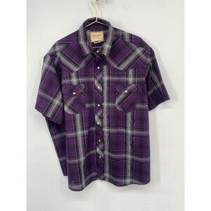 Wrangler Wrancher Short Sleeve Casual Pearl Snap Shirt Men's 3XL  Plaid Western